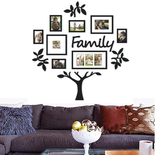 Wooden Wall Family Tree with 8 frames - a home decore wall art - family love frames - 3D laser cut - wooden wall art