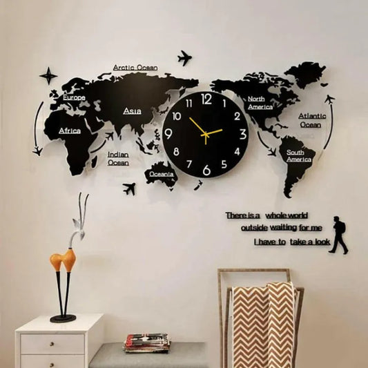 WallTrove New World Map 3D Wooden Wall Clock