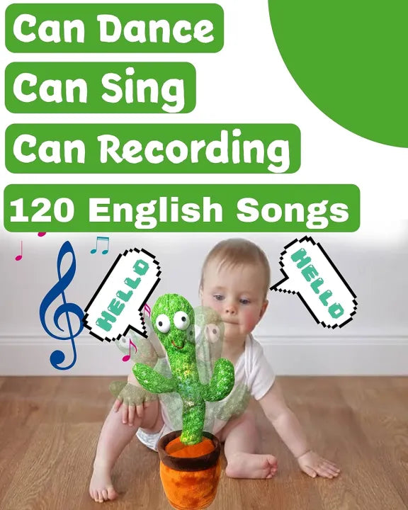 Dancing Cactus Talking Toy, Cactus Plush Toy, Wriggle & Singing Recording Repeat What You Say Funny Education Toys for Babies Children Playing(Cactus Toy)